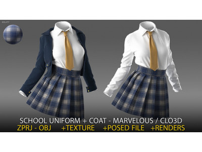 School Uniform - Marvelous - Clo3d  OBJ BLEND  3D model