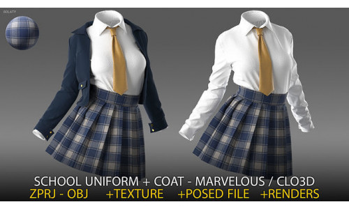 School Uniform - Marvelous - Clo3d  OBJ BLEND  3D model