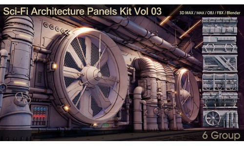 Sci-Fi Architecture Panels Kit Vol 03 3D model