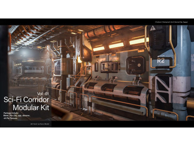 Sci-fi Corridor Modular Kit Vol 01 3D model