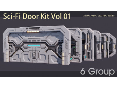 Sci-Fi Door Kit Vol 1 Low-poly 3D model