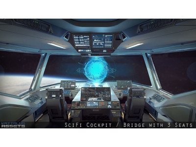 Sci Fi Fighter Cockpit Bridge 6 Low-poly 3D model