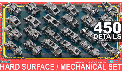 Sci-Fi Hard Surface Mechanical KITBASH 450 DETAILS 3D model