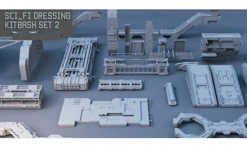 Scifi dressing kitbash set 2 Low-poly 3D model