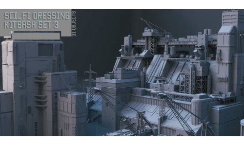 Scifi dressing kitbash set 3 Low-poly 3D model