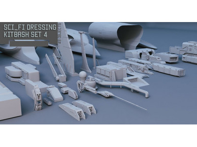Scifi dressing kitbash set 4 3D model