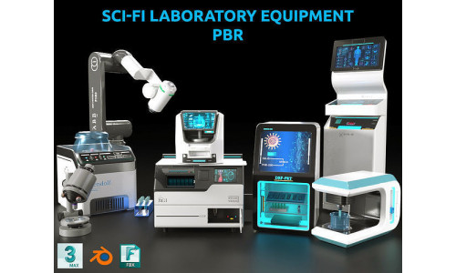 scifi laboratory equipment-modern laboratory Low-poly 3D model
