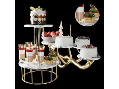 Set of cakes and chocolate desserts 3D model
