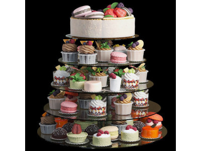 Set of desserts and cakes 3D model