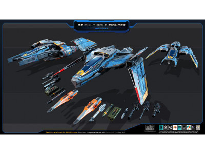 SF Multirole Fighter - MODULAR Low-poly 3D model