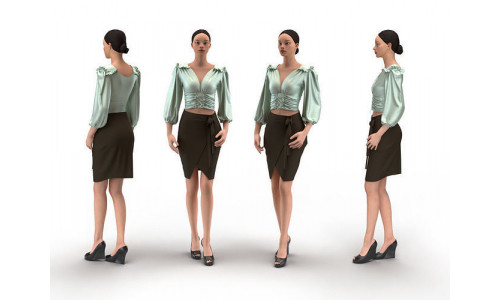 Shirt and skirt Low-poly 3D model