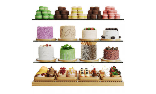 Showcase with cakes and desserts 3D model