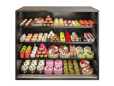 Showcase with desserts cakes and pastries 3D model