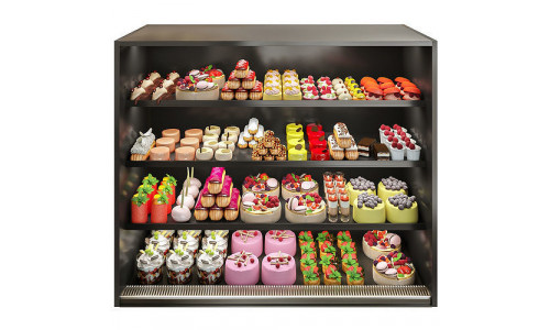 Showcase with desserts cakes and pastries 3D model