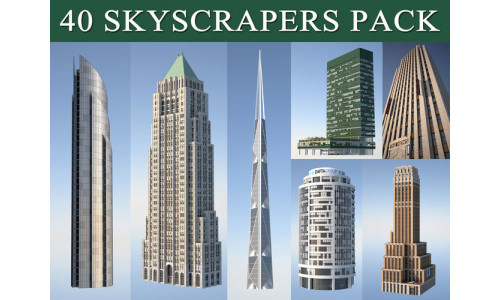 Skyscraper Pack Low-poly 3D model