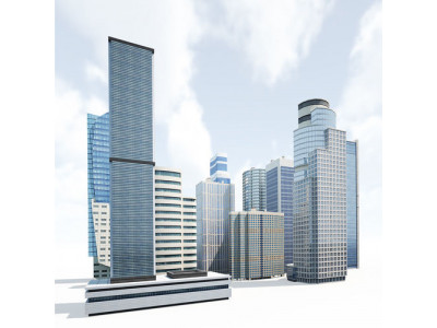 Skyscrapers Building Pack Low-poly 3D model