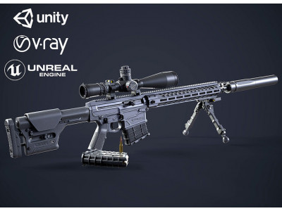 Sniper Rifle OMEN  300 WIN MAG Low-poly 3D model