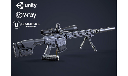 Sniper Rifle OMEN  300 WIN MAG Low-poly 3D model