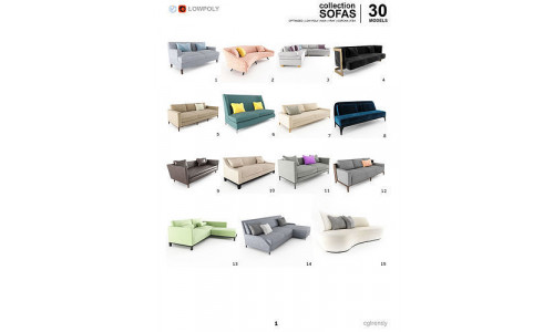 Sofas Collection - 30 Models  3D model