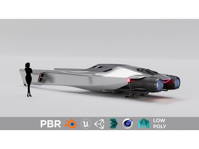 Space racer spaceship 3D low poly scifi Low-poly 3D model