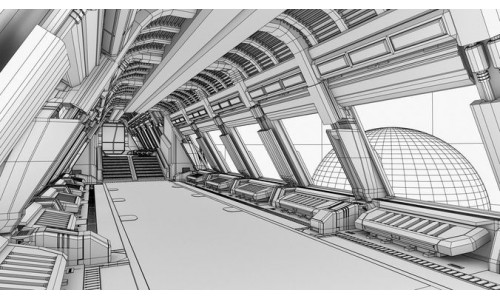 Spaceship corridor 2 3D model
