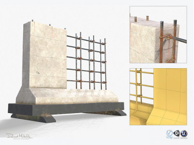 Street Barrier PBR Low-poly 3D model
