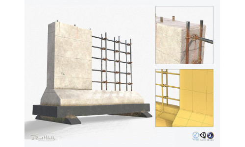 Street Barrier PBR Low-poly 3D model
