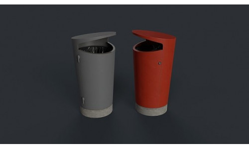 Street Trash Can 10 PBR Game Ready Low-poly 3D model