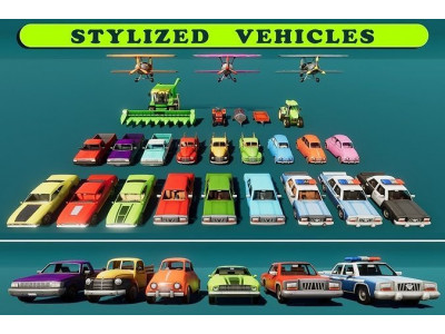 Stylized Cars Low-poly 3D model