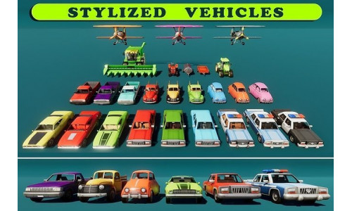 Stylized Cars Low-poly 3D model