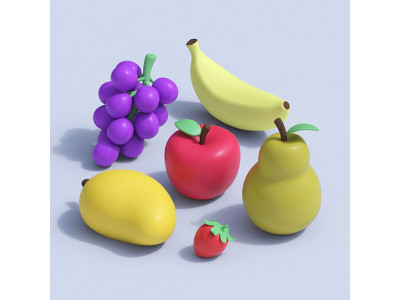 Stylized Cartoon Fruit Collection 3D model