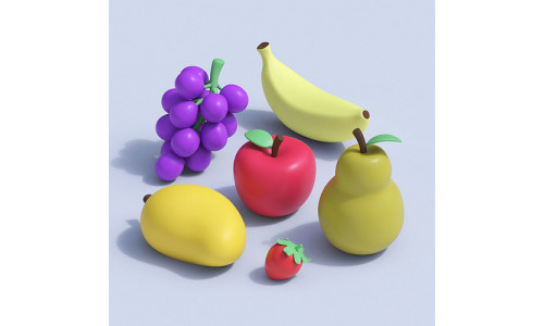Stylized Cartoon Fruit Collection 3D model