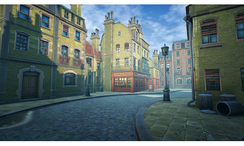 Stylized Town Low-poly 3D model