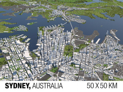 Sydney Australia 50x50km 3D City Map 3D model