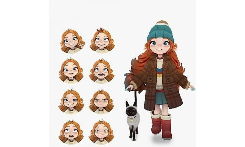 Teenage Cartoon Girl Rigged Low-poly 3D model