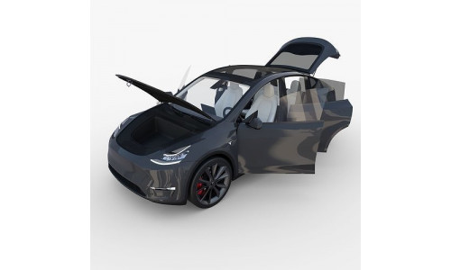 Tesla Model Y Midnight Silver with interior 3D model