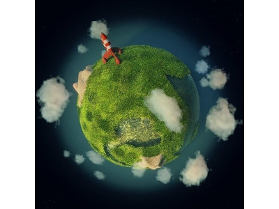 Tintin rocket on tiny planet 3D model