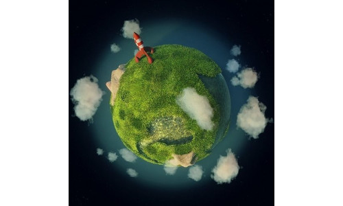 Tintin rocket on tiny planet 3D model