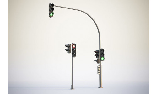 Traffic lights set for pedestrian and vehicles 3D model
