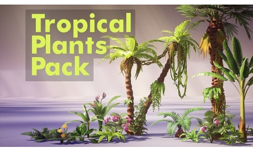 Tropical Plants Pack Low-poly 3D model
