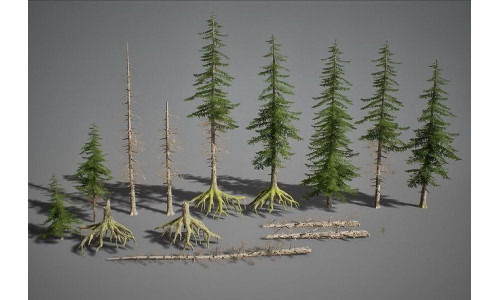 UE4 - Fir Trees  Low-poly 3D model