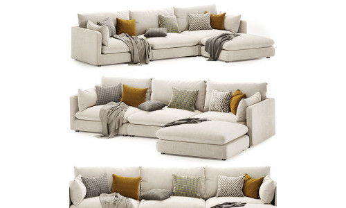 Unwind 4 Piece Reversible Sectional Sofa 3D model