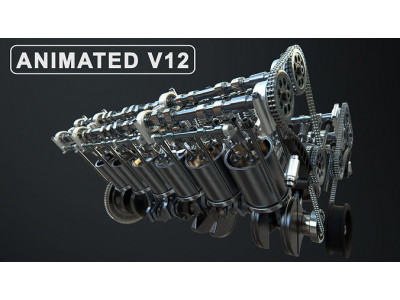 V12 Engine Working Animated 3D model