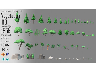 Vegetation 1 Low-poly 3D model
