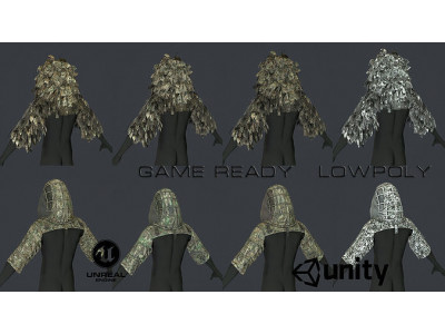 Viper  2 Ghillie hood Low-poly 3D model