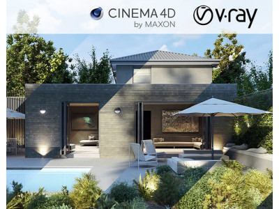 VRay - C4D Scene files - House Jackson Exterior 3D model 3D model