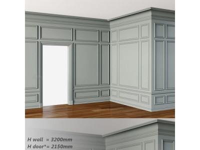 Wall Molding 3 Boiserie Classic Panels Low-poly 3D model
