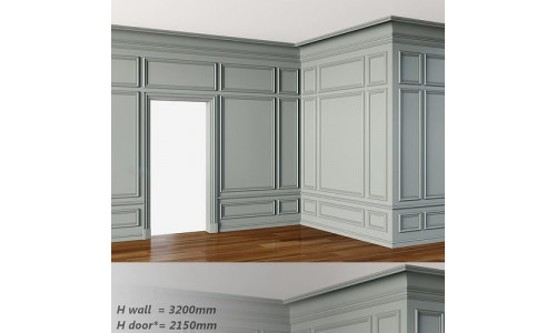 Wall Molding 3 Boiserie Classic Panels Low-poly 3D model