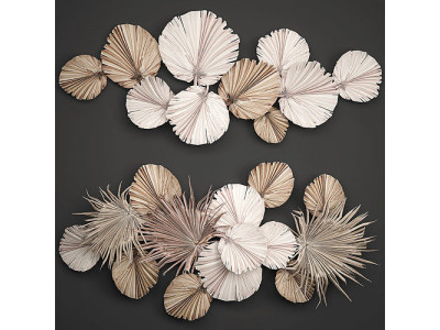 Wall panel made of dry palm leaves 225 3D model