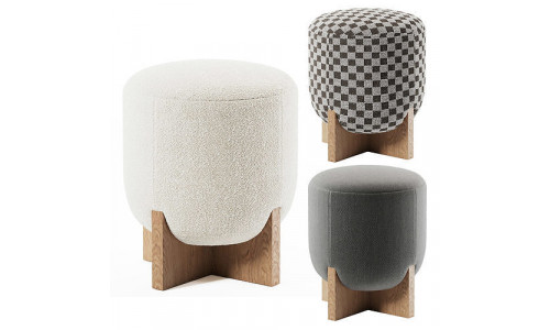 WISEMAX FURNITURE ottoman with wooden legs 3D model